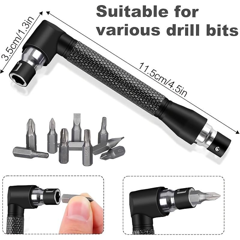 6pcs Right-Angle Drill Bit Accessory Set - Easy to Install & Wide Compatibility