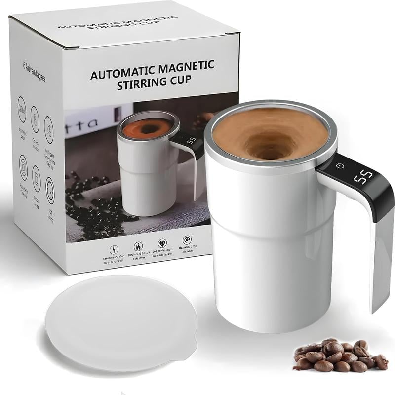 Electric coffee mug with a built-in LCD thermometer, perfect for brewing coffee, milk, cocoa, etc