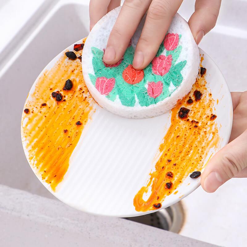 Cartoon Sponge Compressed Wood Pulp Dishwashing Sponge