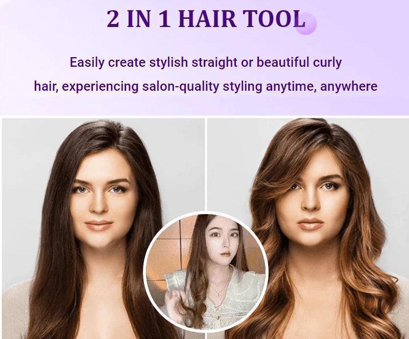 2-in-1 Mini Curling Wand & Flat Iron Hair Straightener