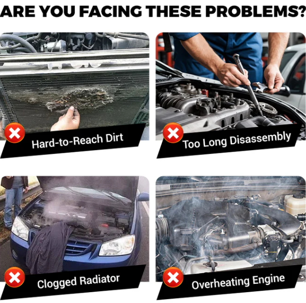 Water and Air Dual-Purpose Radiator Cleaning Tool for Cars