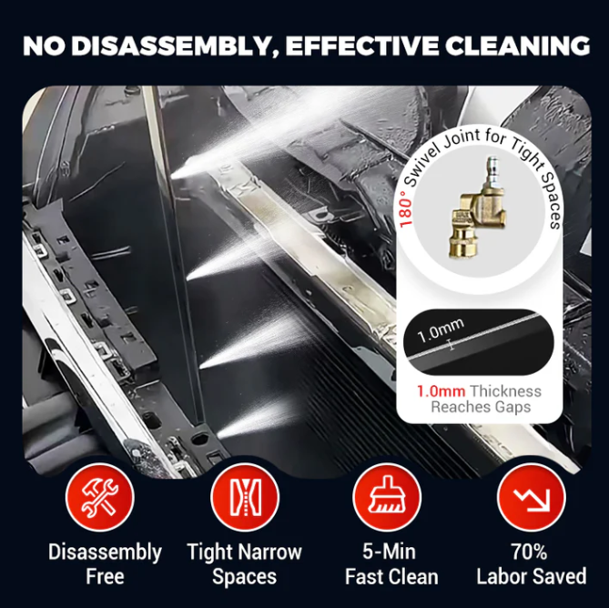 Water and Air Dual-Purpose Radiator Cleaning Tool for Cars