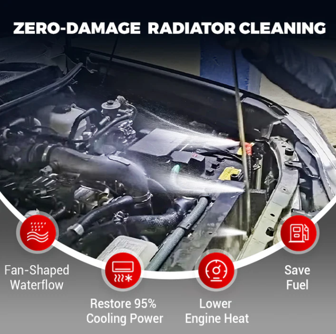 Water and Air Dual-Purpose Radiator Cleaning Tool for Cars