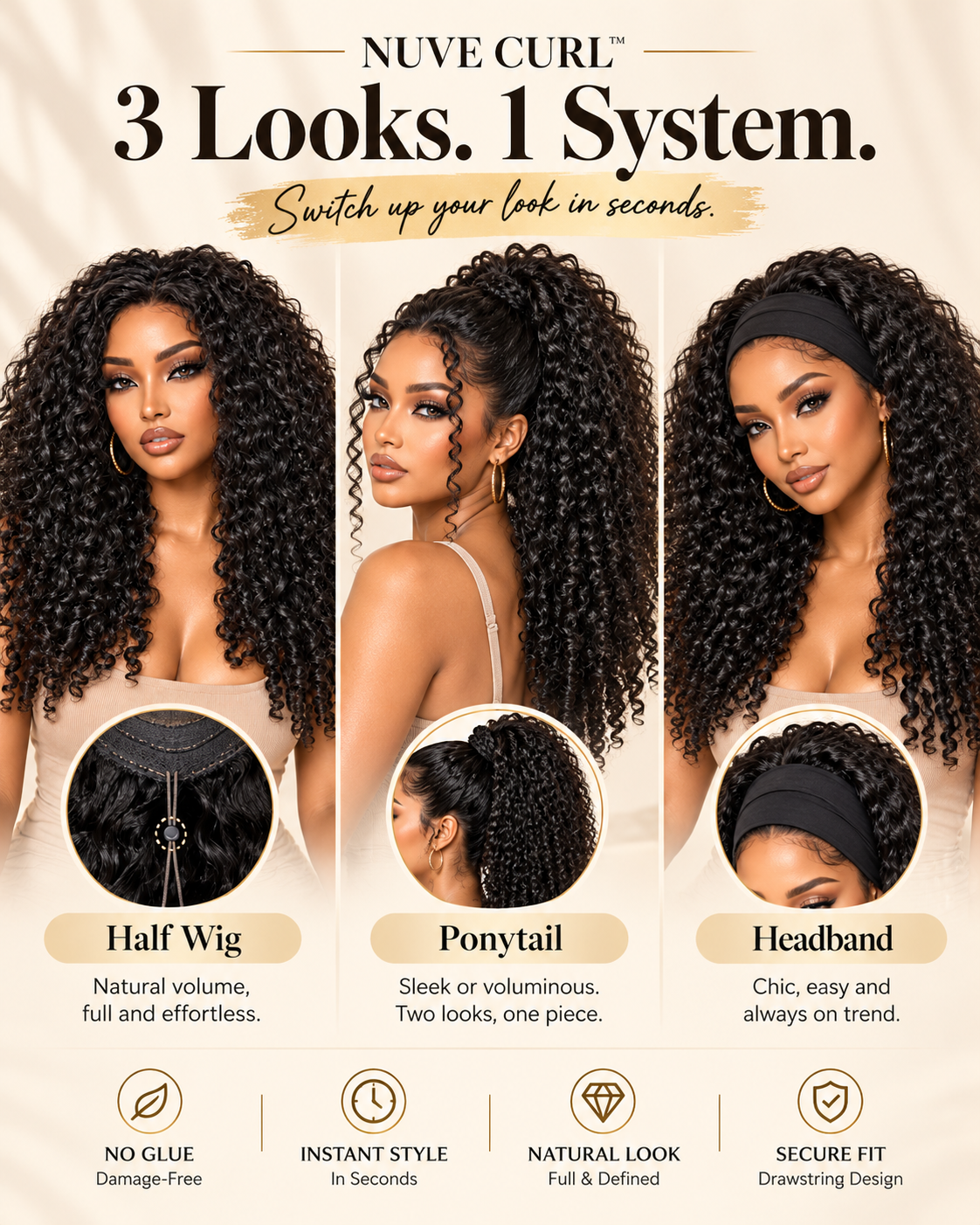 Maison Lamisse Nuvé™  —  100% Human Hairs Half Wig