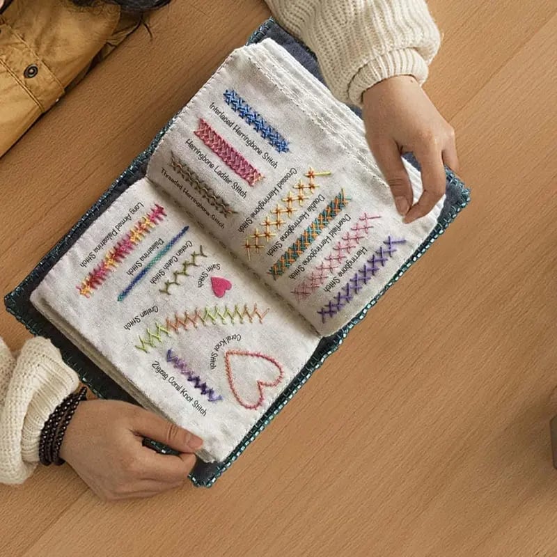 ON SALE All-in-One Embroidery Stitch Book & Sewing Kit