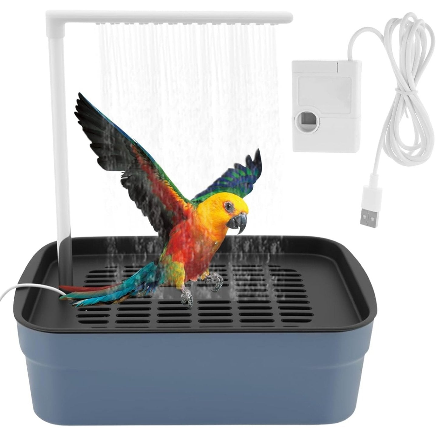 Automatic ABS Bird Bath Shower, Parrot Bathtub with Circulating Faucet for Pet Bird