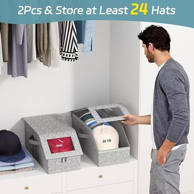 Stackable Hat Storage Boxes for Baseball Caps