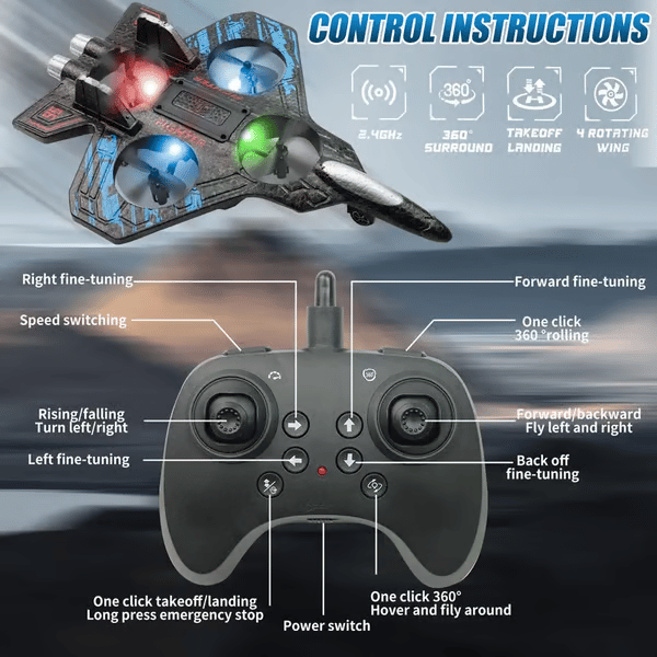 360° Flips + LED Lights This Week! RC Stunt Fighter Jet Toy for Kids