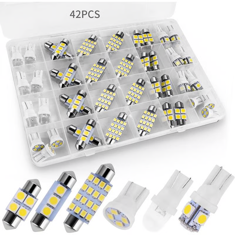 42 Pieces Interior Car Lights, Super Bright White Dome Map Tail Cab Lights Bulb Kit Set