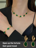 Ultimate Elegance--Jade bracelet, earrings and necklace set