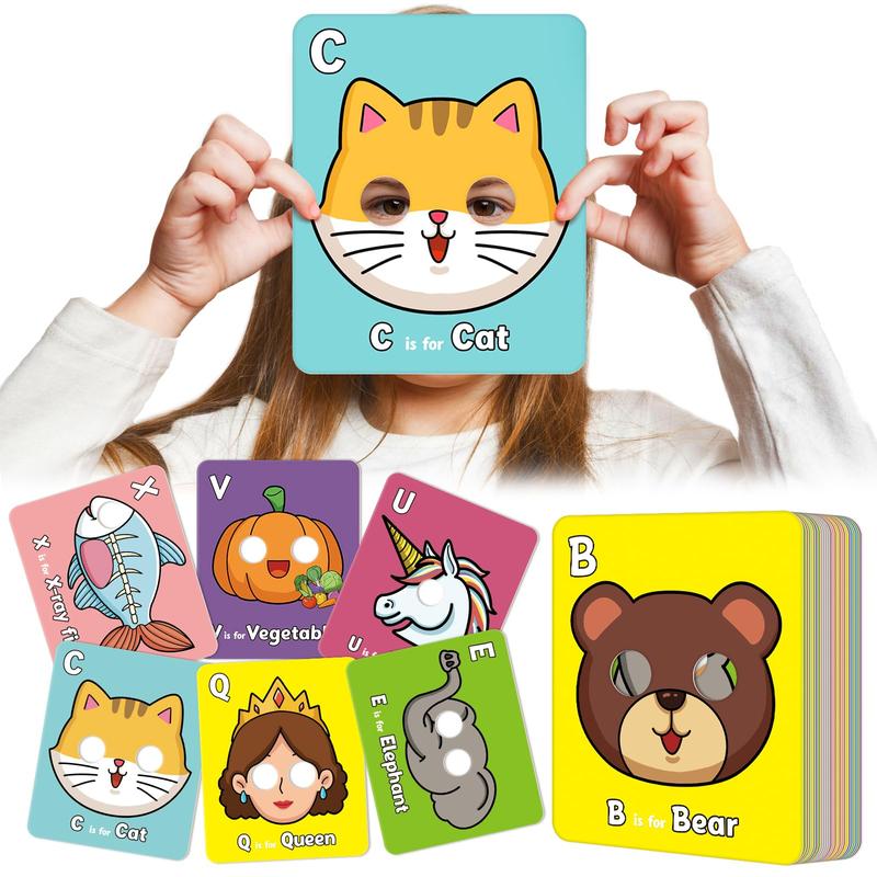 26 Pcs Alphabet ABC Flash Cards with Animal Masks