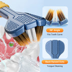 Three-headed multi-angle cleaning toothbrush