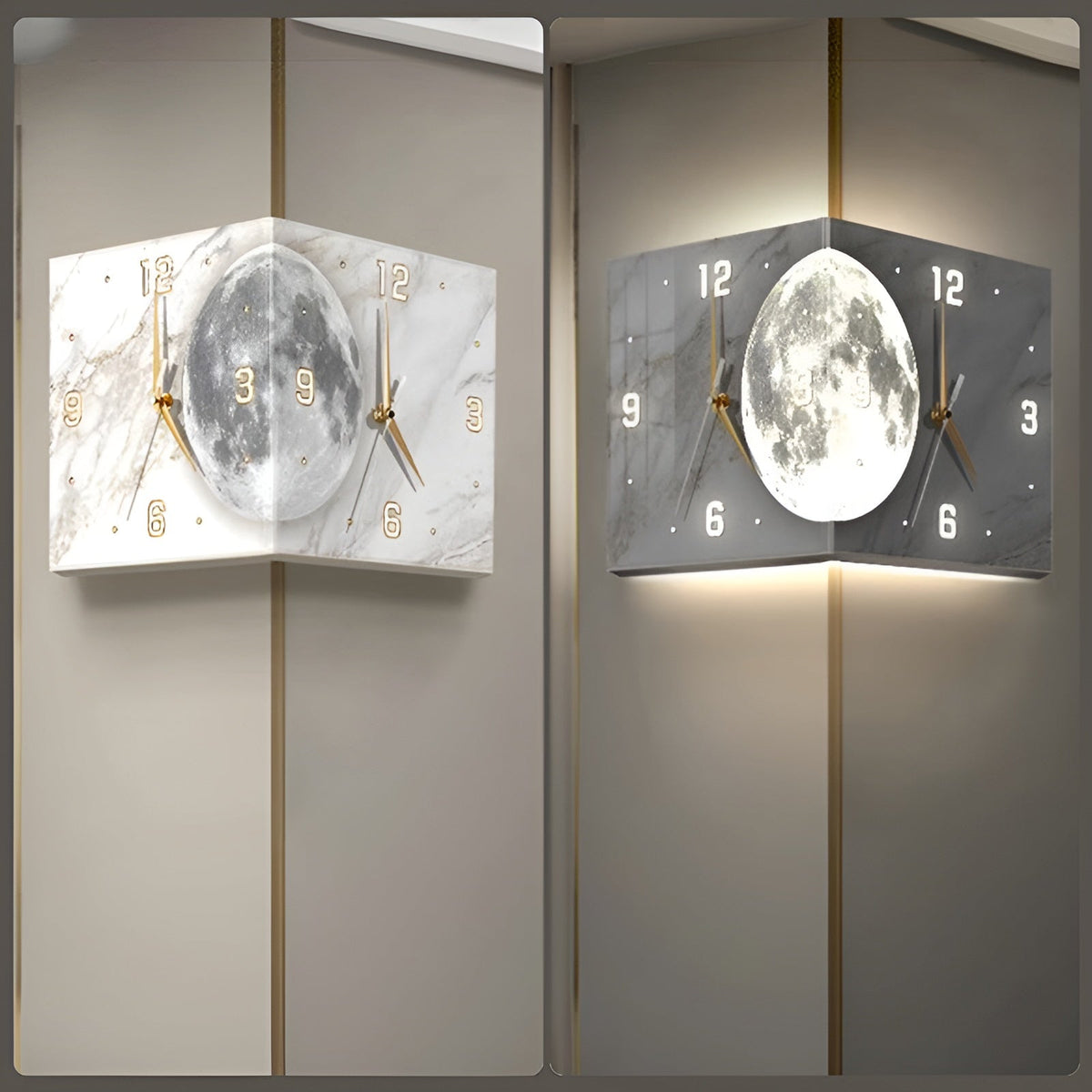 Automatic Induction 3D Double-Sided Corner Wall Clock
