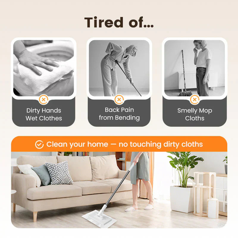 Disposable Dust Mop with 4 Reusable Cloths
