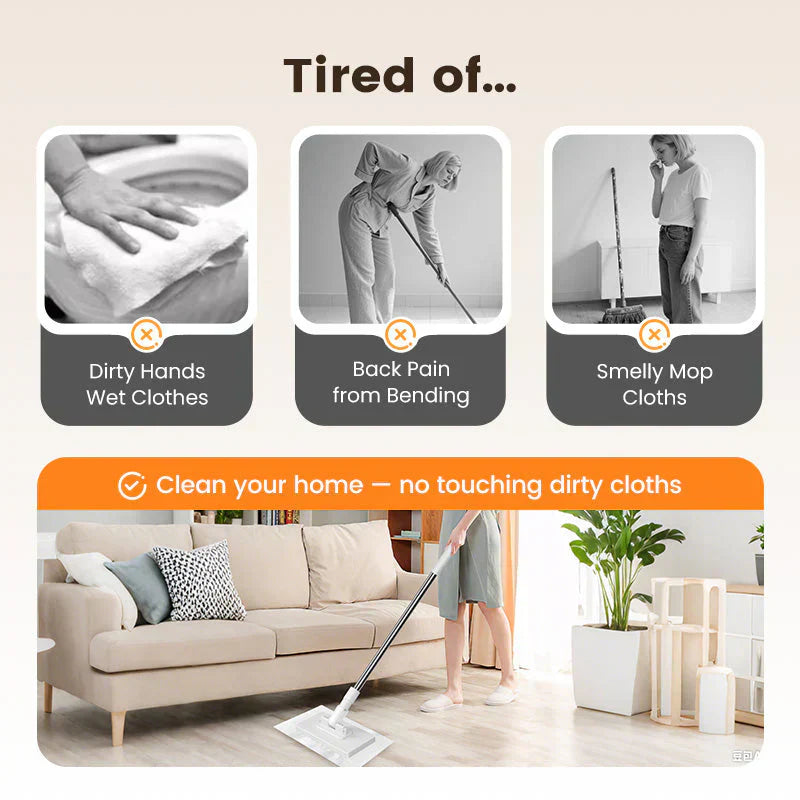 Bestseller Flat Mop with Stainless Steel Handle, come with Reusable Washable Mop Cloths