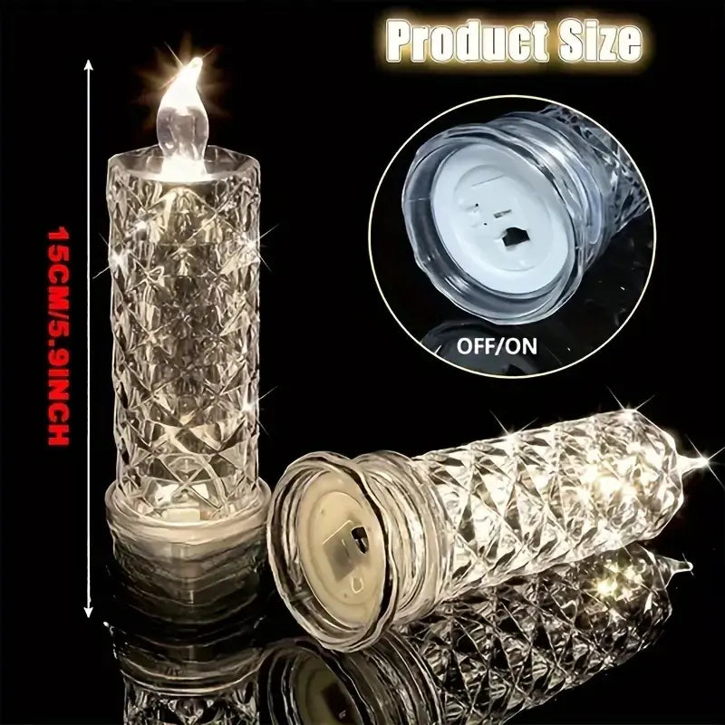 A set of 4 LED crystal candle lights