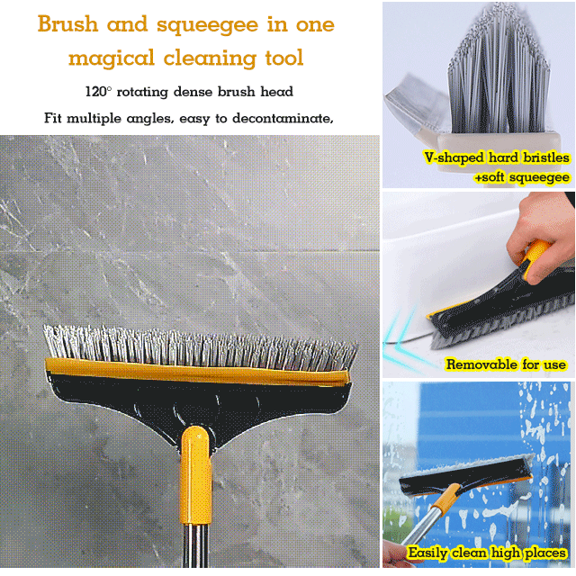 Bathroom Bristles Tile and Floor Crevice Cleaning Squeegee Brush