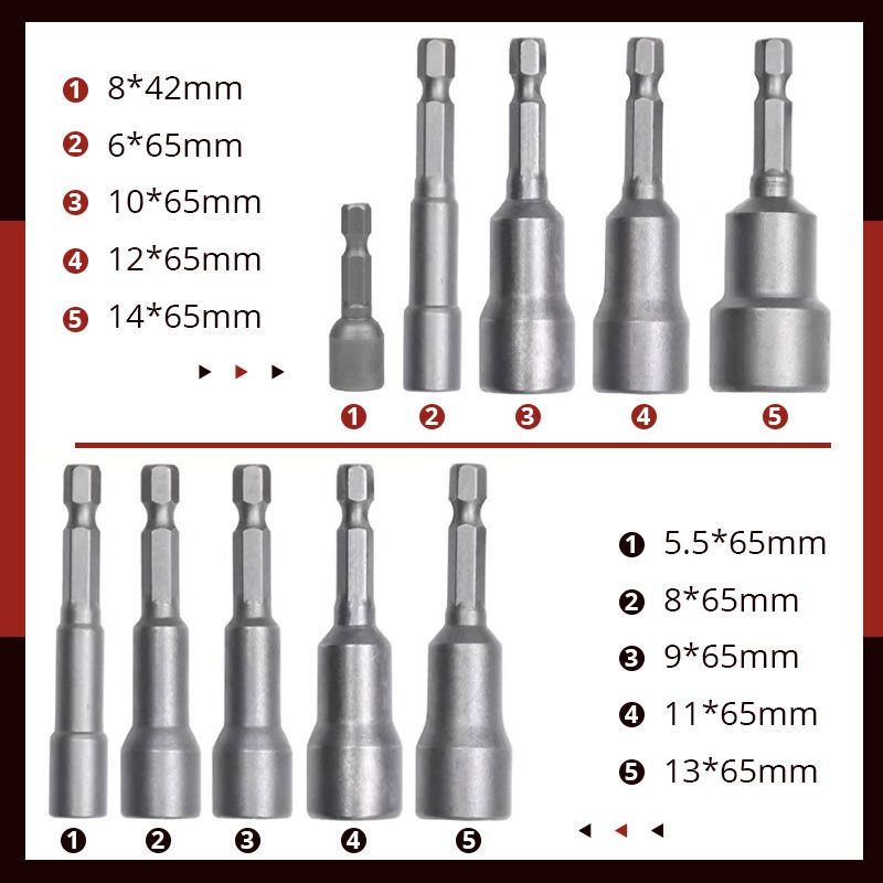 5pcs Magnetic Hexagon Nut Driver Bits（ ）
