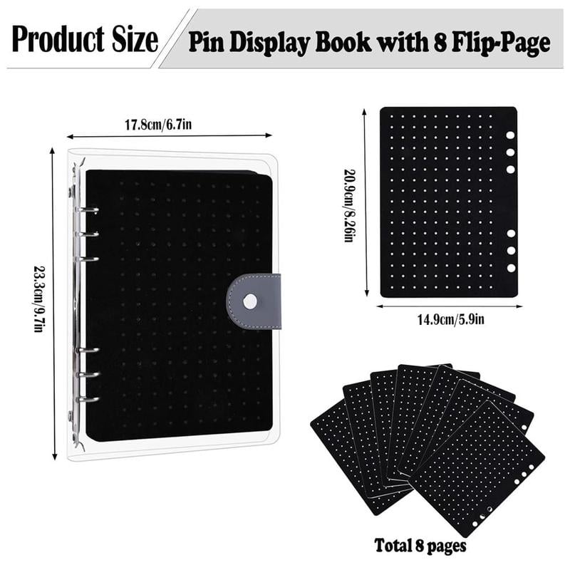 8 Pages Clear Felt Pin Display Book