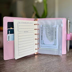 Checkered Pocket A7 Budget Mini Binder Wallet Planner Notebook with Money Stuffing Zip Envelopes