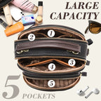 Classic Multifunctional Compartments Adjustable Wide Shoulder Strap Leather Crossbody Bag