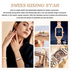 Fashion Square Ladies Rose Gold Diamond Watch