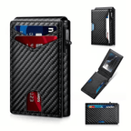 Premium Aluminum RFID Blocking Minimalist Wallet for Men - Pop-Up Card Access, Money Clip & ID Window