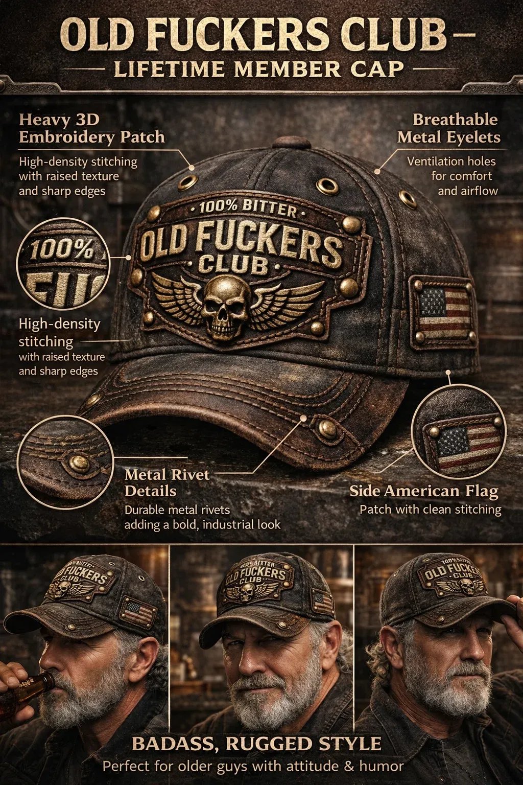 Old Fuckers Club Vintage Baseball Cap