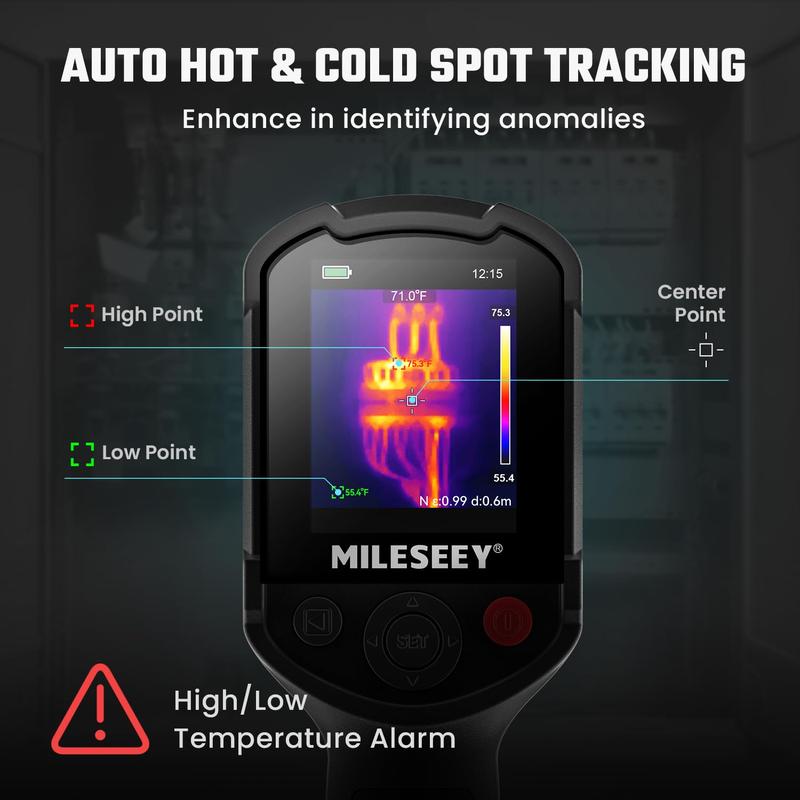 Thermal imaging camera, 240x240 super resolution thermal imaging camera, 25Hz refresh rate, -20°C to 550°C / -4°F to 1022°F Handheld infrared camera, 8 hours battery life