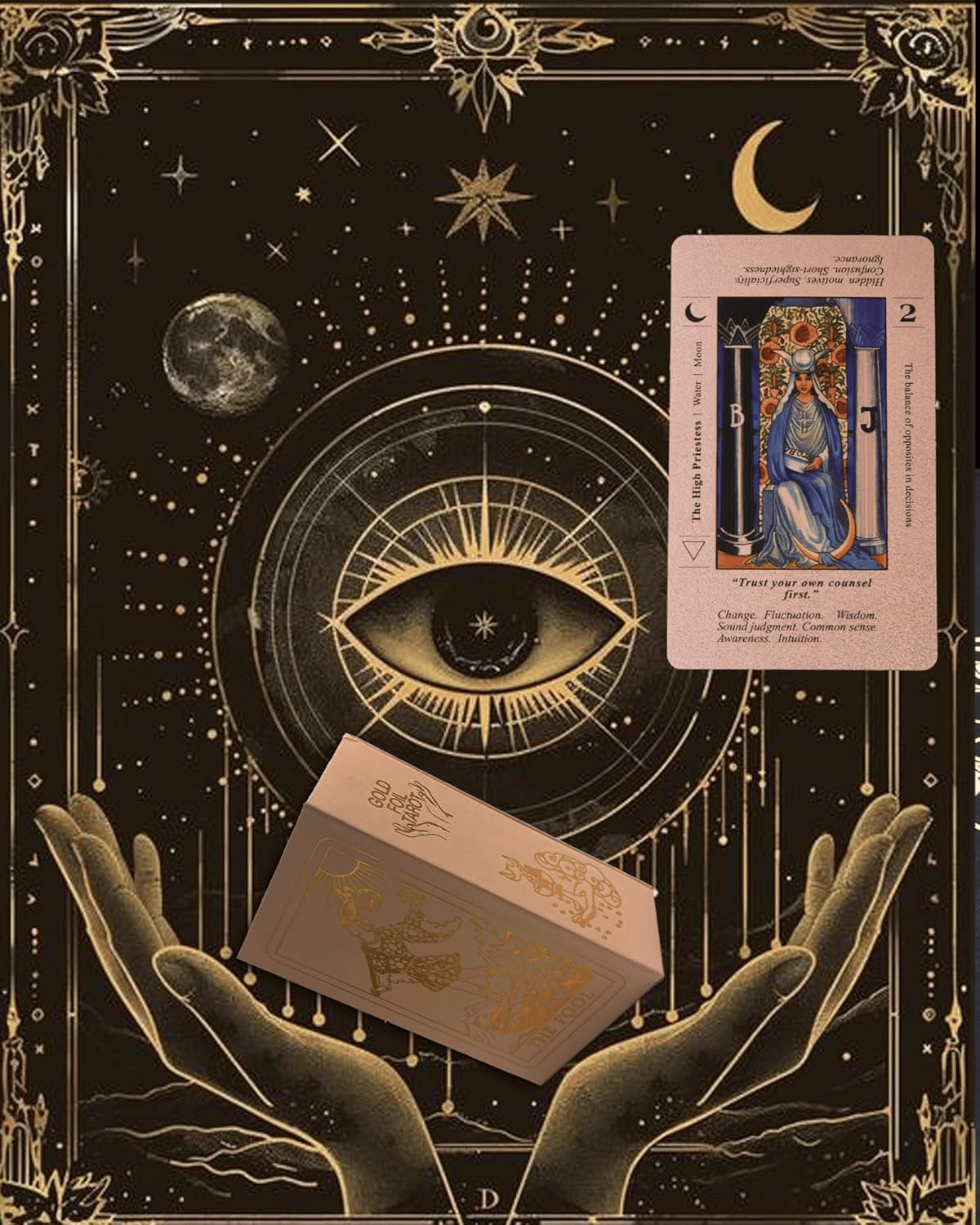 NOW! Witchy Cauldron Tarot Card Set – Rose Gold Accents, Complete Guide Book & Velvet Pouch