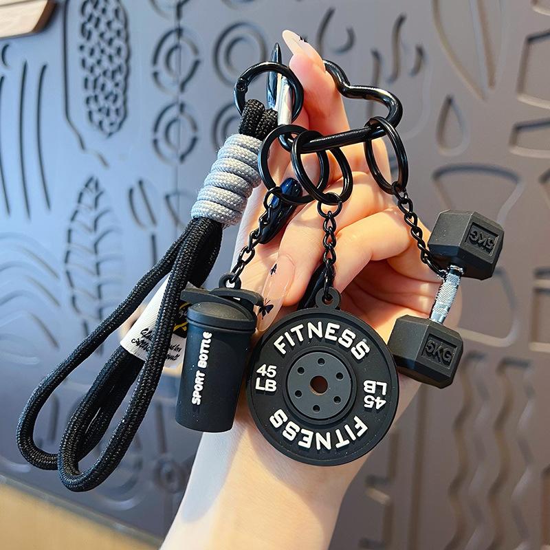 Fitness Keychain Set, MSilicone Dumbbell Kettlebell Weight Plate Keychains