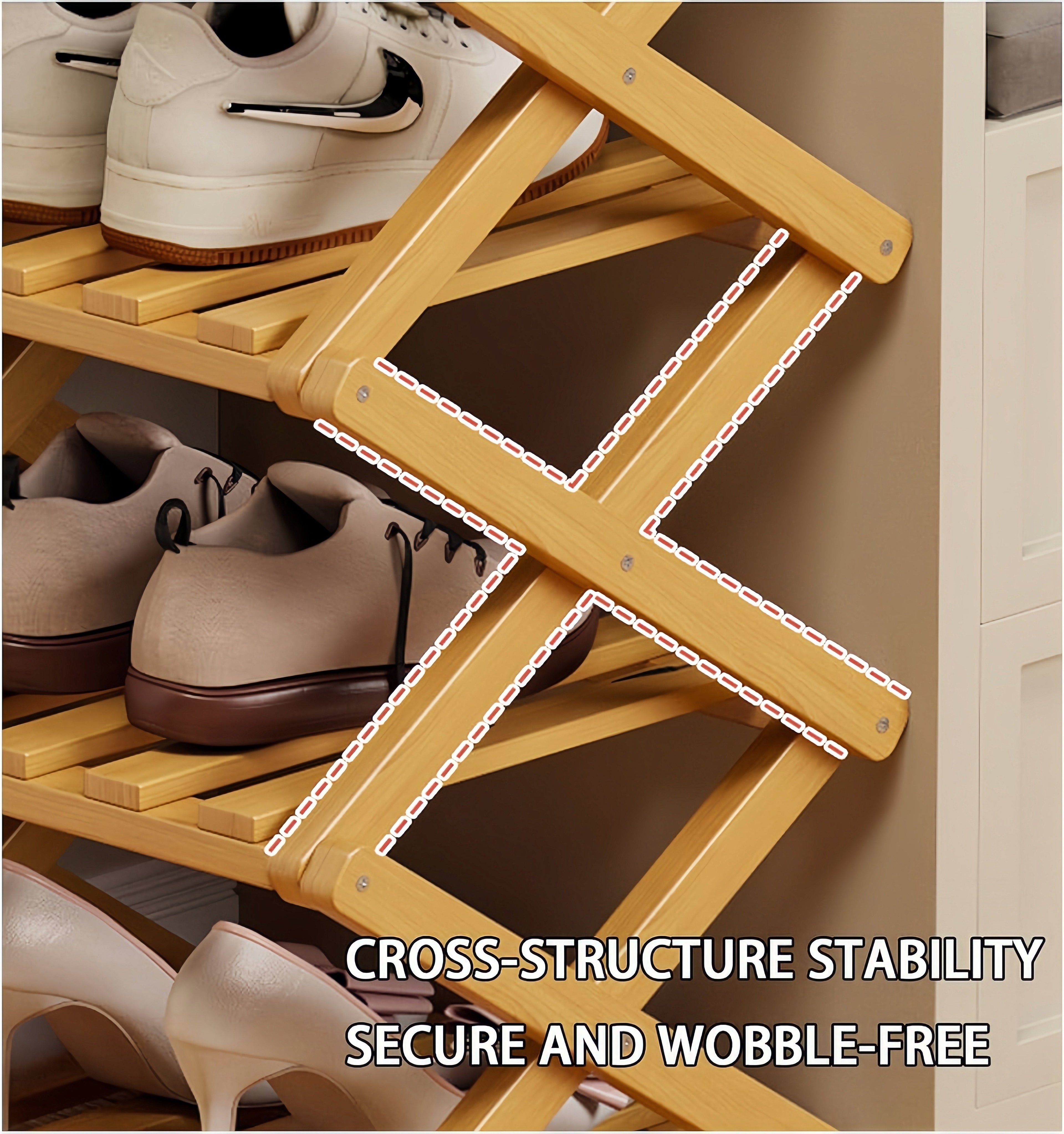 Instant-Use Bamboo Rack – 9 Tiers, No Tools Needed