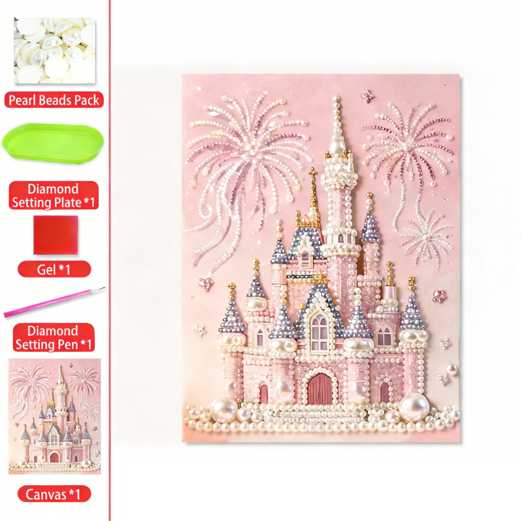 DIY Beaded Art Kit - Castle Pearl Painting