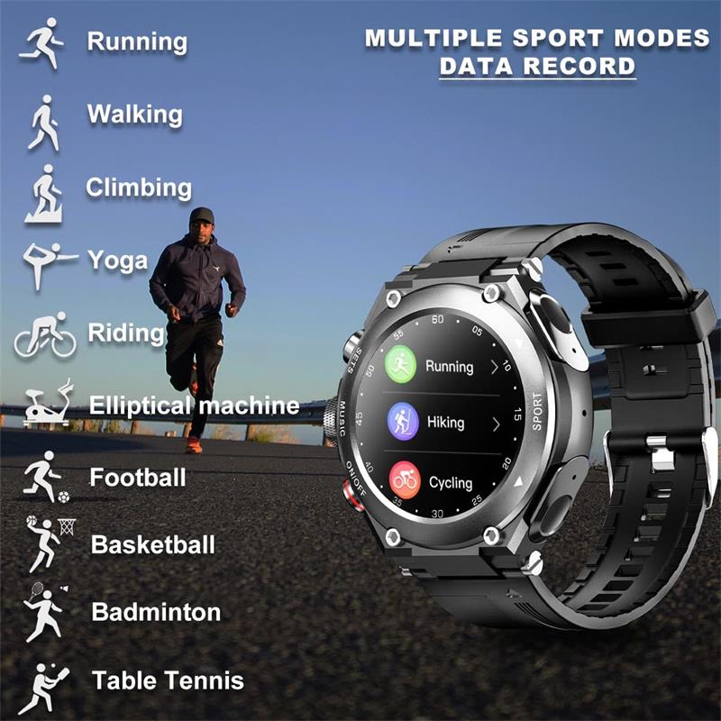 Sports Smartwatch with Wireless Earphones