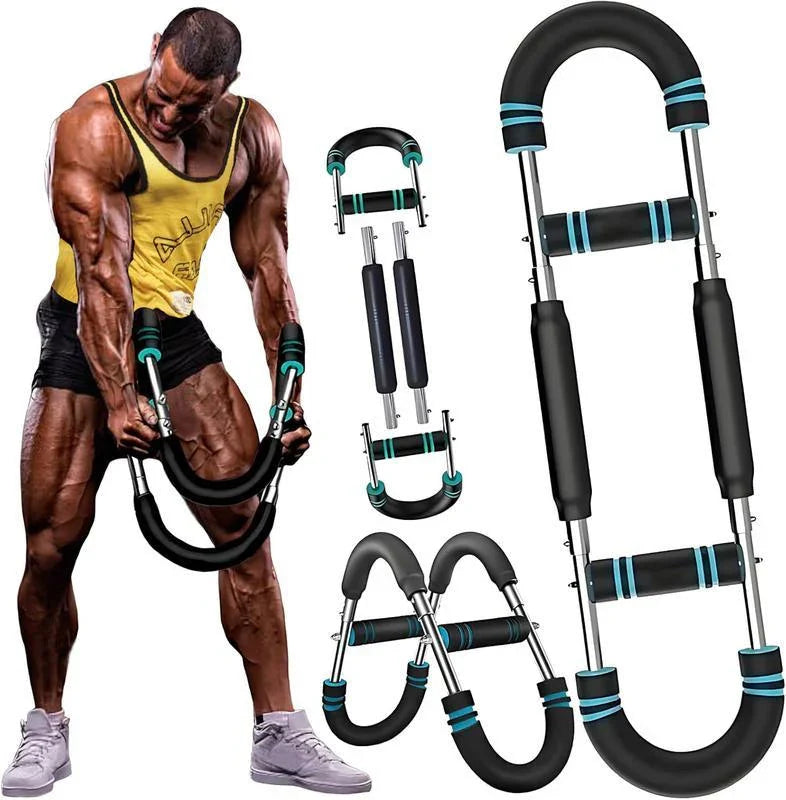 Adjustable weight bar for arm trainers, arm and torso strength training equipment, portable training device for home gyms and fitness