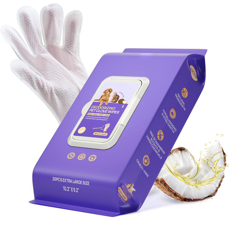 Pet Cleaning Glove Wipes: No-Rinse Waterless Bath