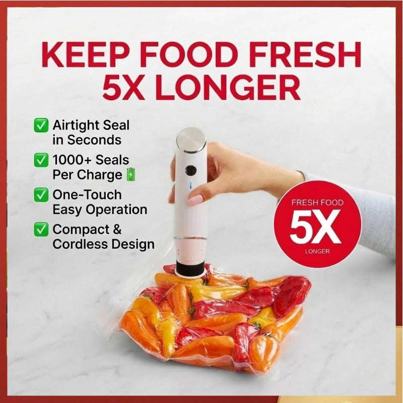 ChefShield™ Wireless Sealer + 6 Heavy-Duty Vacuum Pouches + 30 Heavy-Duty Vacuum Pouches