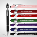 Promotion Funny Stress-Relief Daily Quotes Metal Ballpoint Pen Set | Office Christmas Gift Exchange