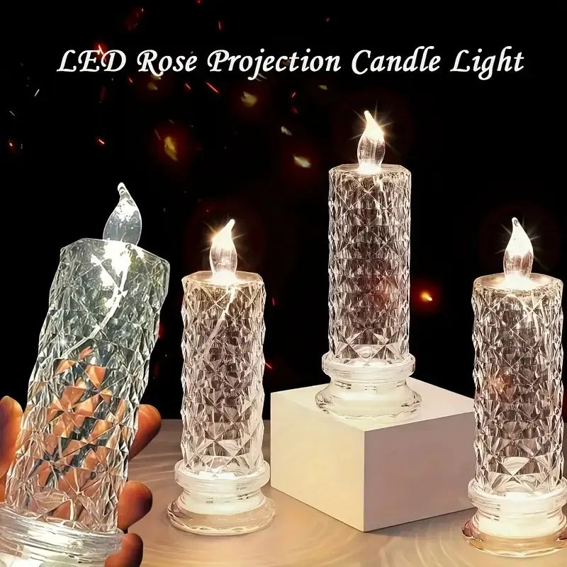 A set of 4 LED crystal candle lights