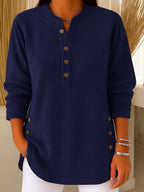 Women's Solid Color Crew Neck Long Sleeve Casual Loose Knit Pullover
