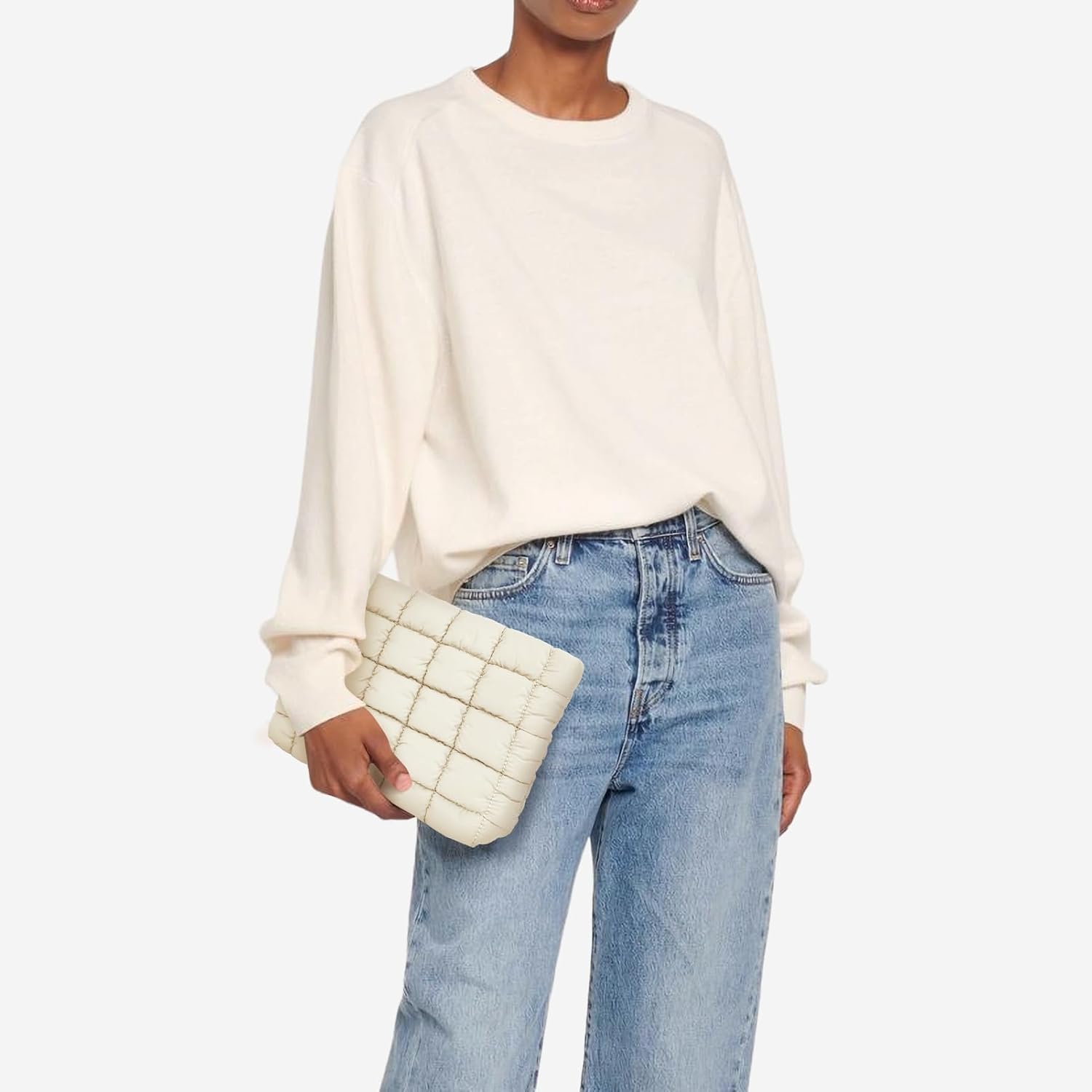 Solid Color Quilted Design Clutch
