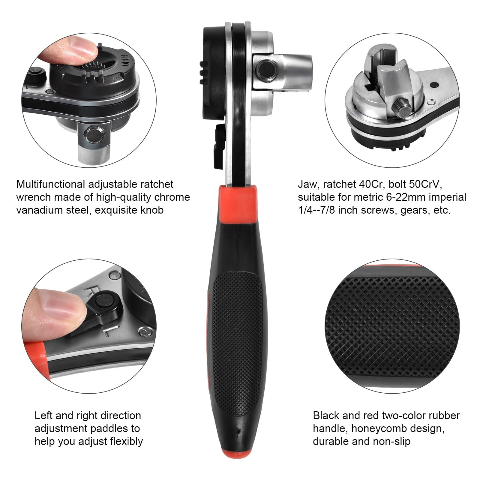 Adjustable Ratchet Wrench Kit for 6-22mm Screw