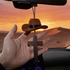 Cowboy Hat & Cross Car Charm | A Ride with Style & Faith