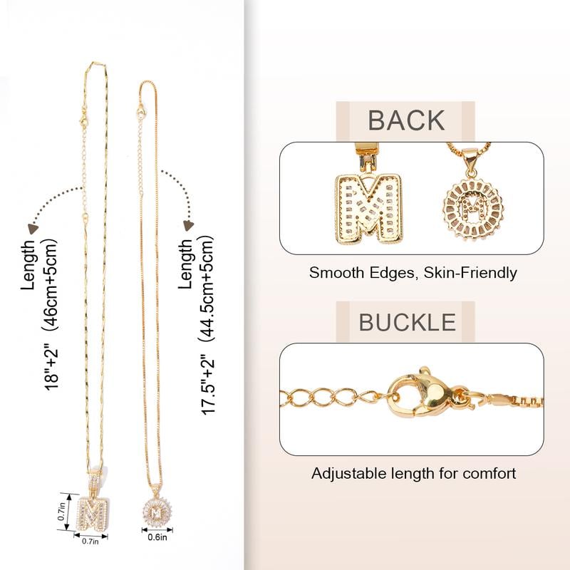 Initial Letter Pendant Necklaces - 2 Pack