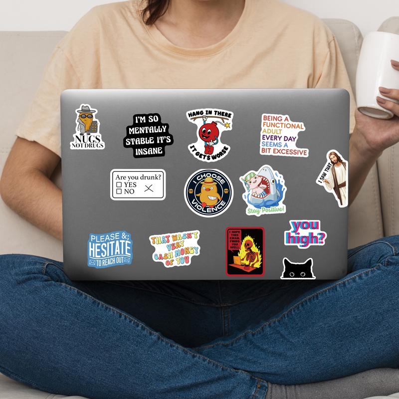 130PCS Funny Saying Sticker Pack - Snarky, Sarcastic Bold Humor Vinyl Waterproof Meme stickers for laptop