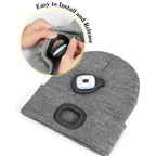 Winter— Gift Bluetooth Beanie with LED Headlight and Removable Speakers