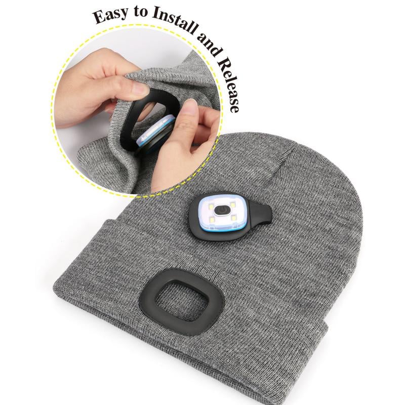 Winter— Gift Bluetooth Beanie with LED Headlight and Removable Speakers