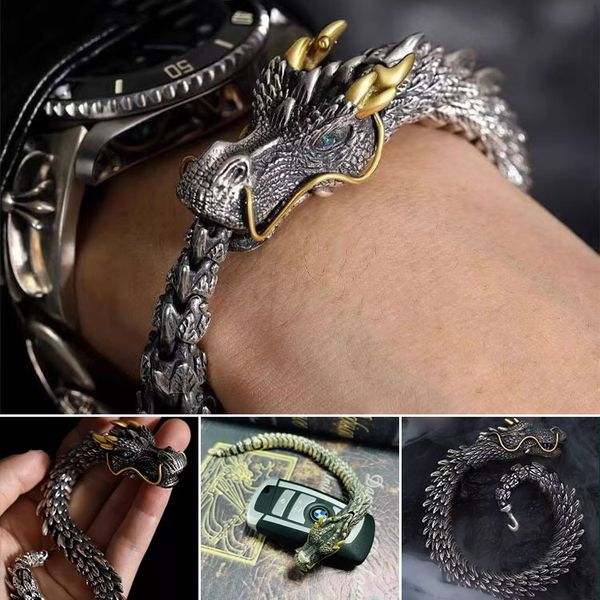 Dragon Head Premium Sterling Silver Bracelet - Bring you fortune and good luck