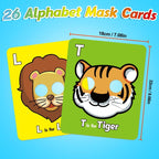 26 Pcs Alphabet ABC Flash Cards with Animal Masks