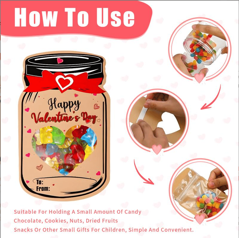 Valentines Day Cards for Kids - 60 Pack Mason Jar Valentine Gifts Cards